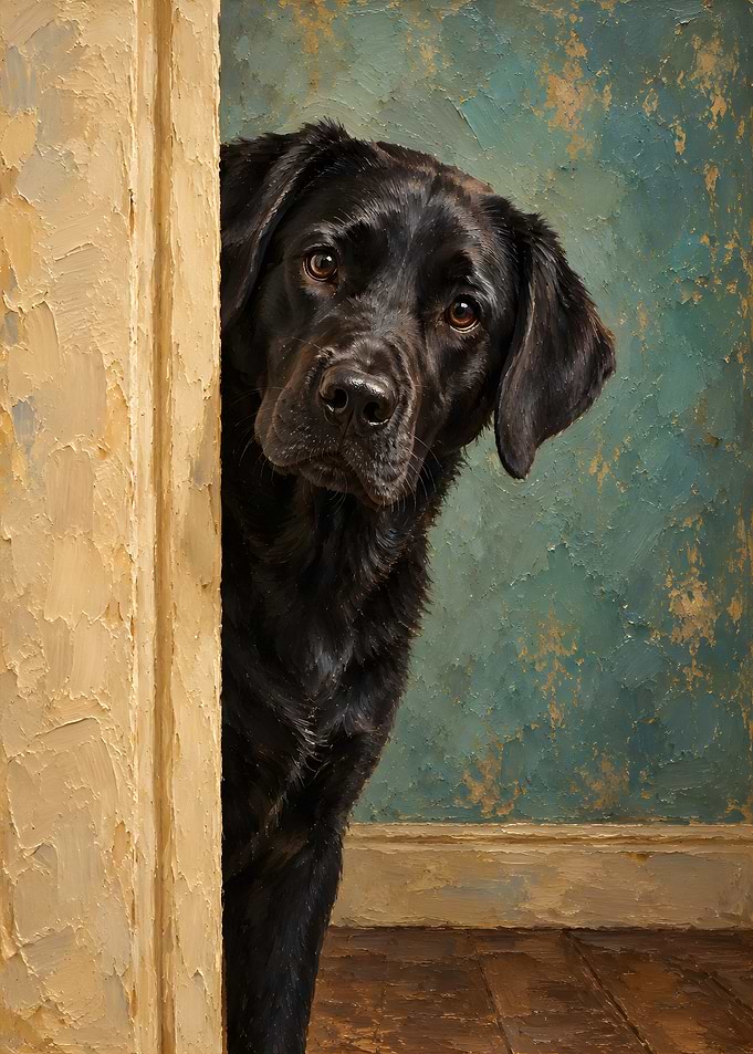 Curious Black Labrador Dog