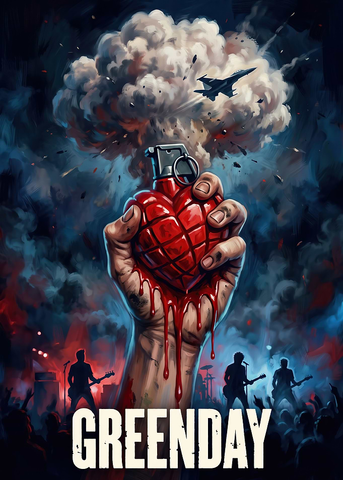 Green Day Heart Grenade Poster