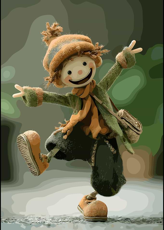 Happy Cartoon Boy Character Illustration