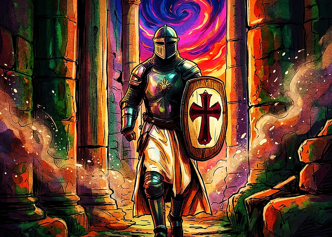Knight Crusader Psychedelic Poster