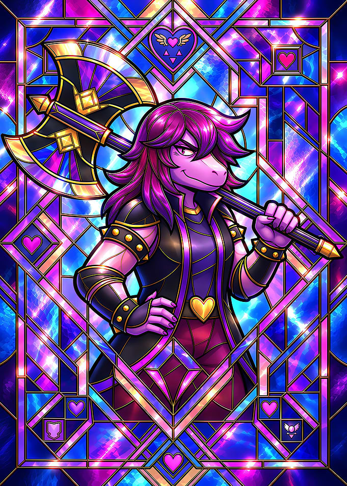 Susie from Deltarune Stained Glass Art
