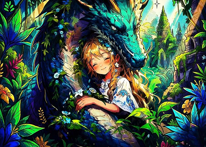 Dragon Girl Fantasy Anime Art Poste