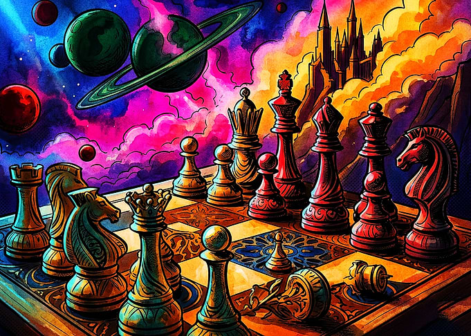 Cosmic Chess Fantasy Surreal Art