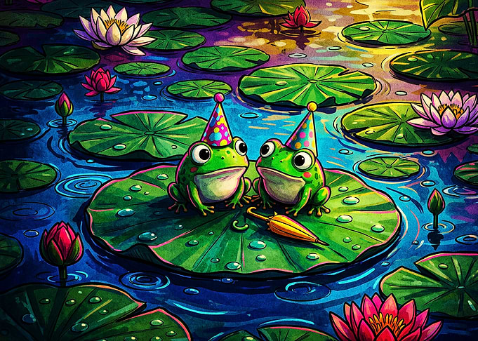 Frog Birthday Party Lily Pad Poster