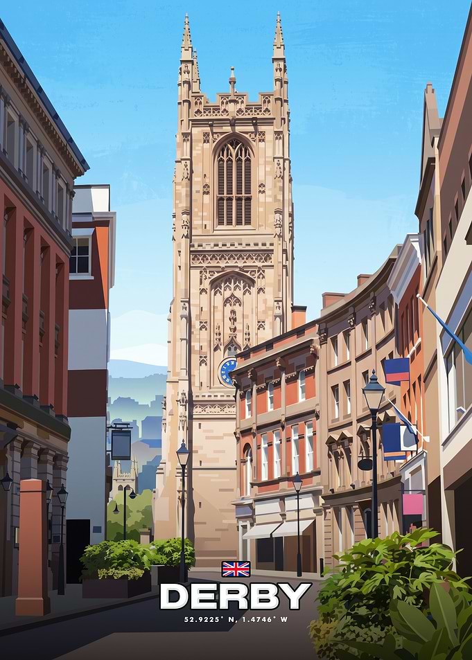 Derby Cathedral Travel Poster