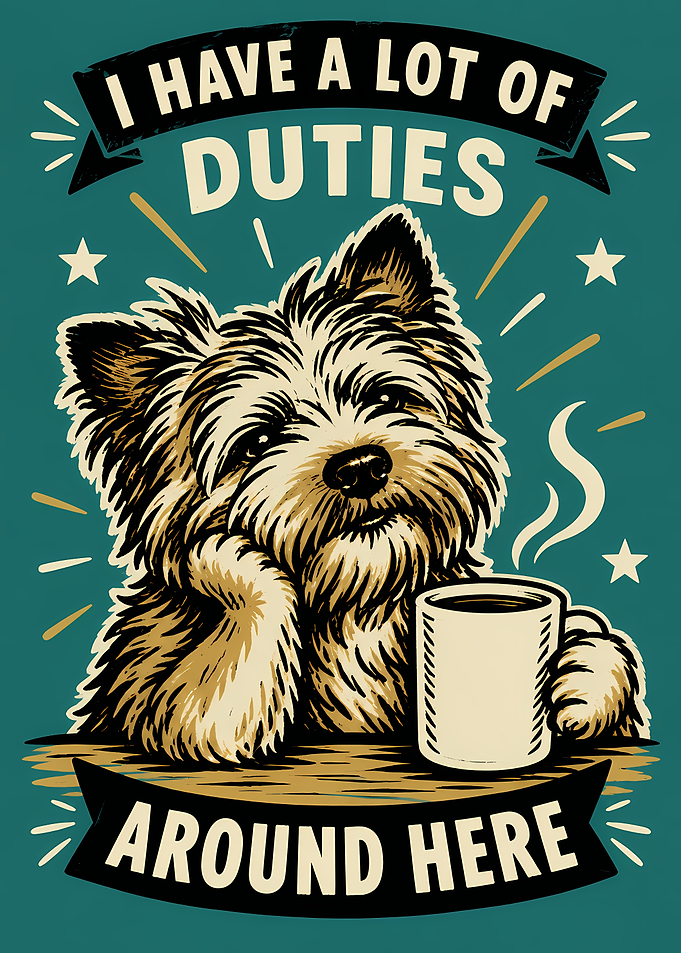 Cute Dog With Coffee Poster