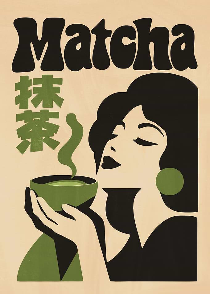 Retro Matcha Tea Poster