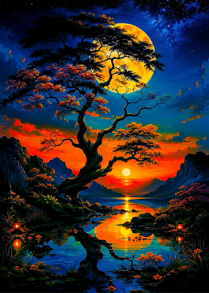 Vibrant Sunset Over Serene Lake