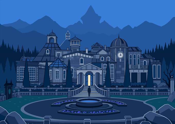 Mysterious Mansion at Night