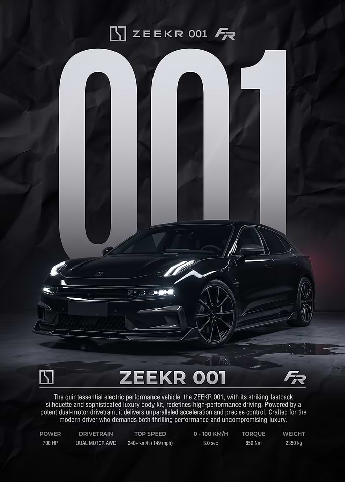 black Zeekr 001 FR Performance Electric Car
