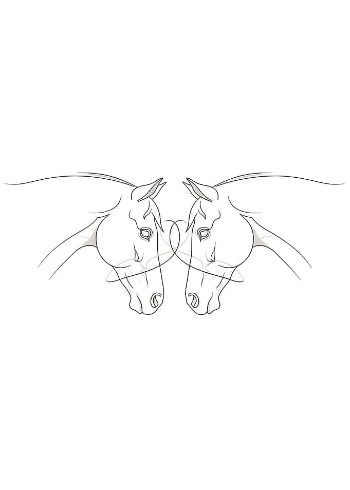 Minimalist Line Art of Two Horses