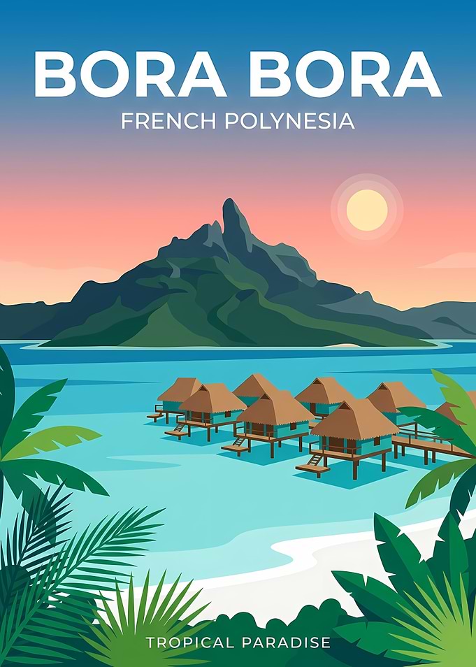 Bora Bora Tropical Paradise Travel Poster