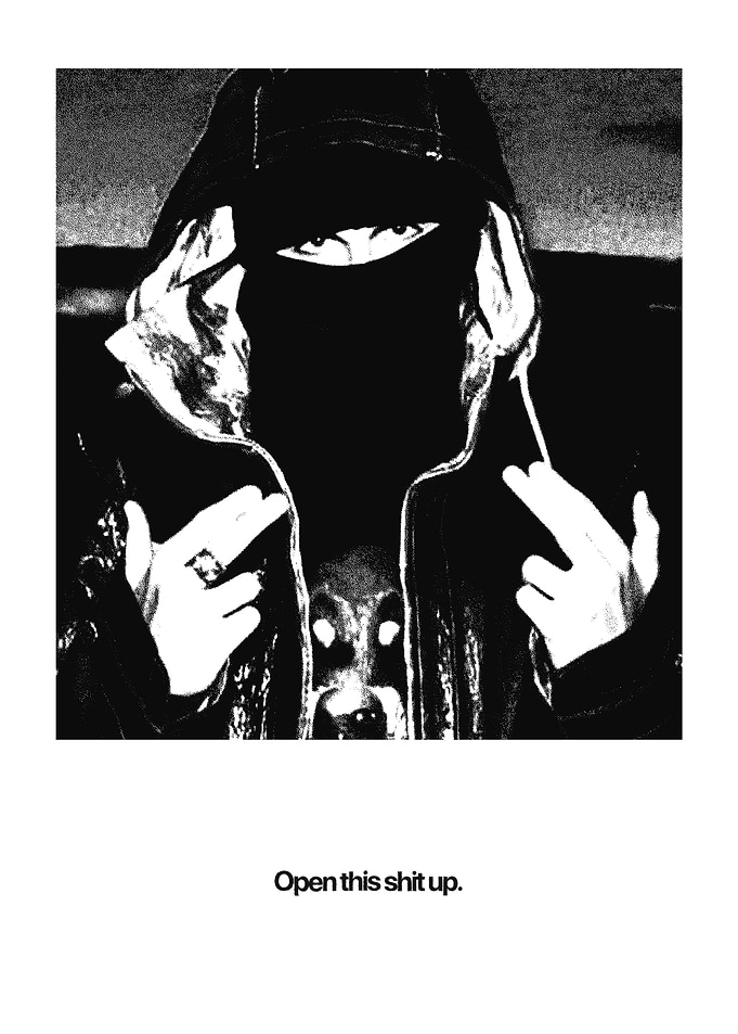 Aggressive Hooded Figure Graphic