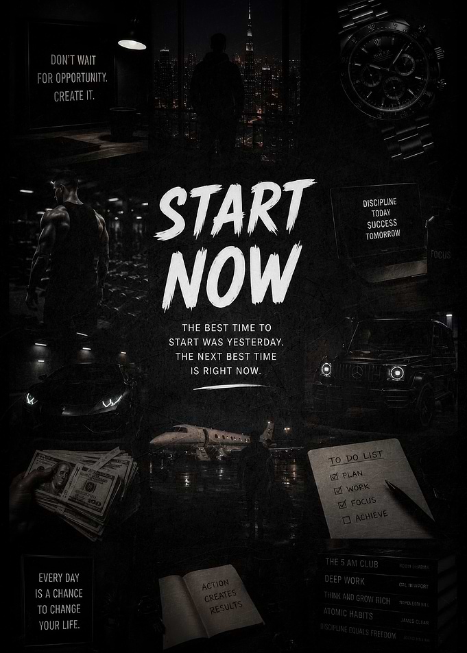 Start Now Motivational Success Collage