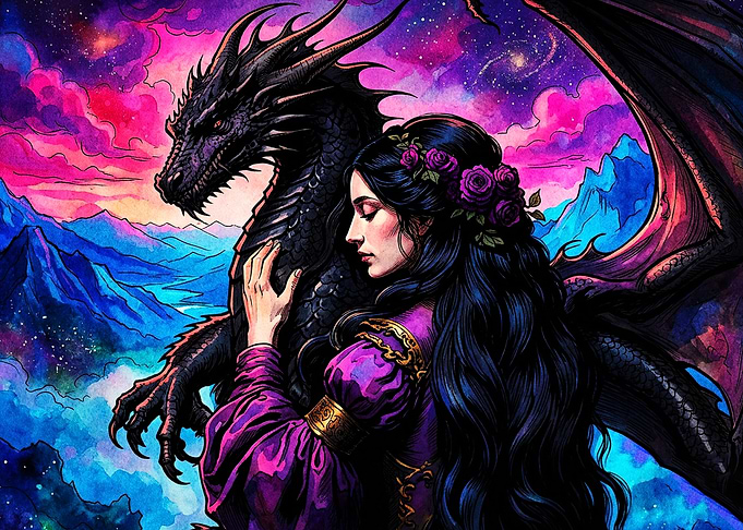 Dragon Maiden Cosmic Fantasy Poster