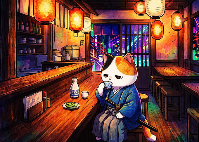 Samurai Cat Izakaya Anime Poster