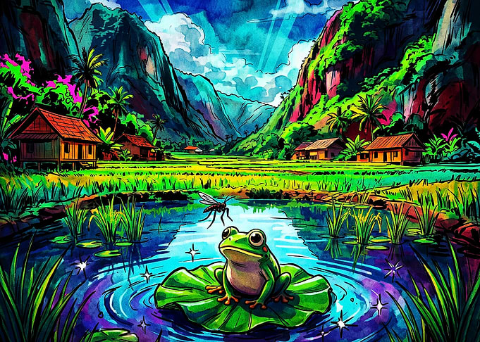 Frog Pond Valley Jungle Watercolor