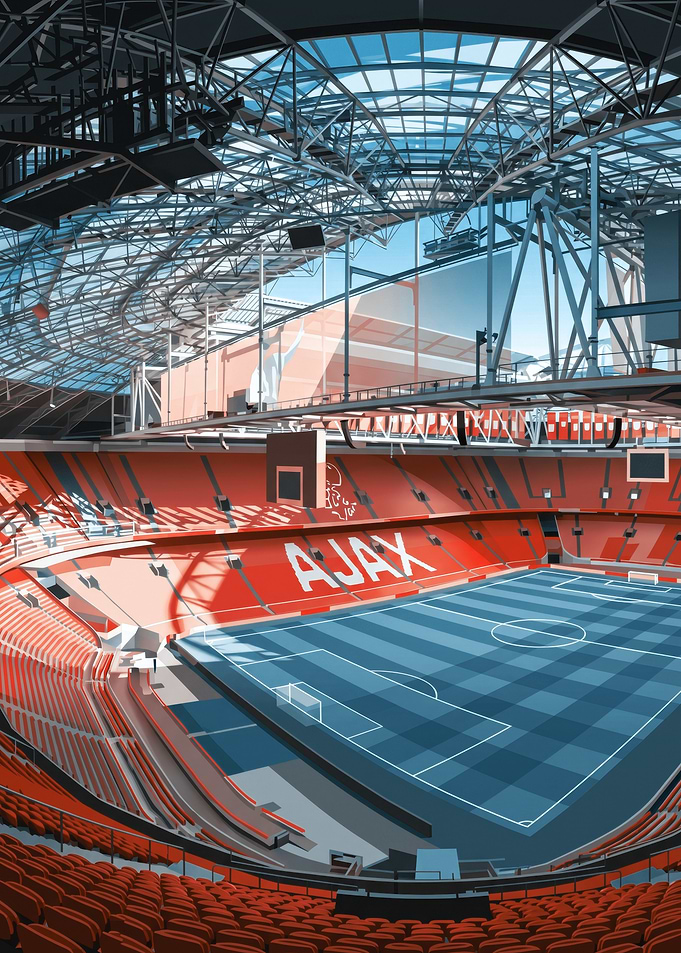 Ajax Amsterdam Stadium Interior Illustration