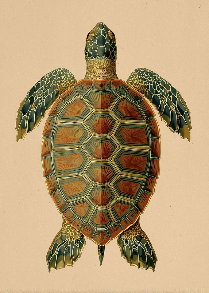 Vintage Style Sea Turtle