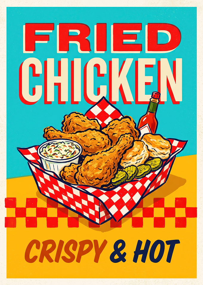 Vintage Fried Chicken Poster