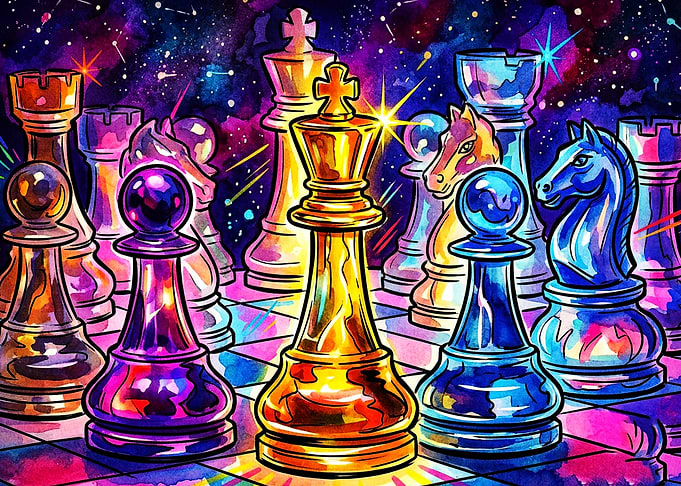 Cosmic Chess Galaxy Fantasy Art Pos