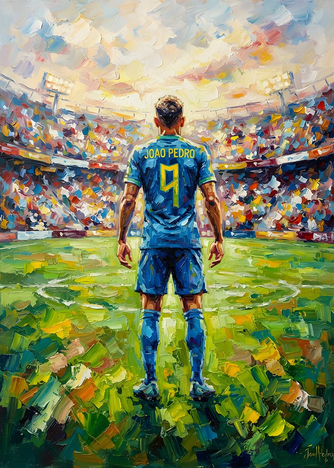 Joao Pedro Soccer Player Oil Painting