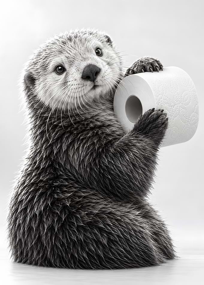 Cute Otter Holding Toilet Paper