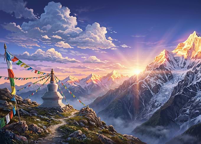 Himalayan Stupa at Sunrise