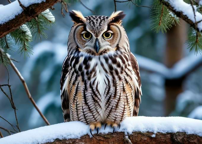 Great Horned Owl in Winter