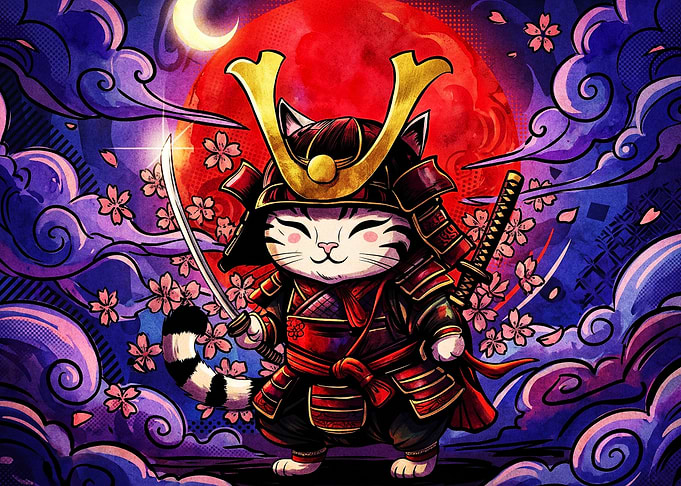 Samurai Cat Warrior Anime Art