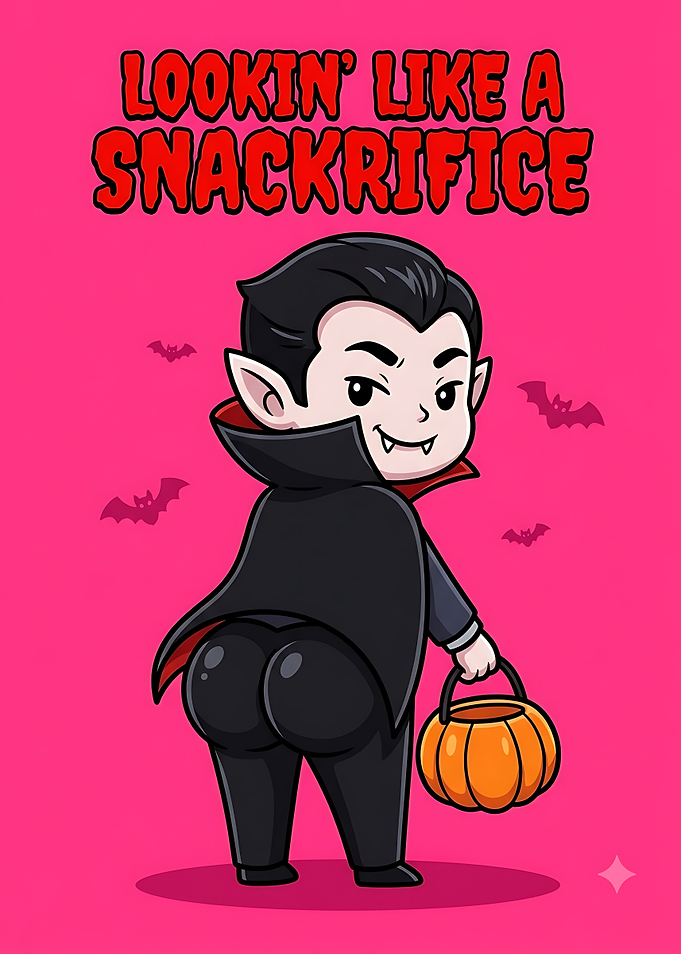 Cute Vampire Snackrifice Halloween Illustration