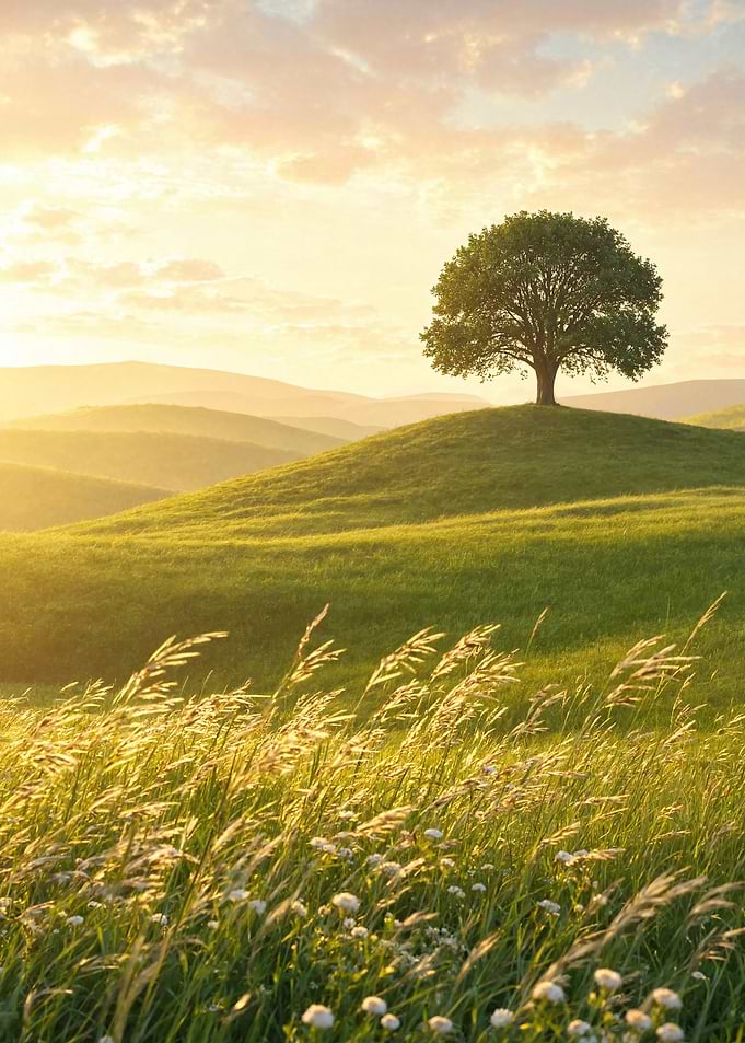 Lone Tree on Rolling Green Hill