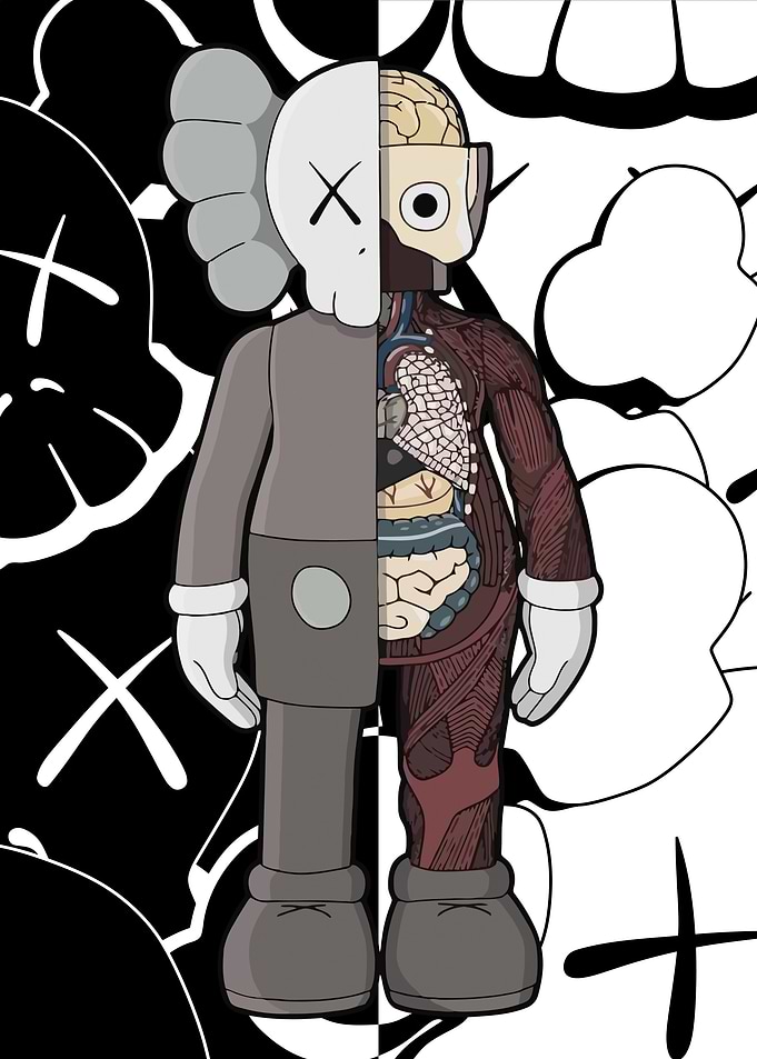 KAWS Skeleton Blackwhite Background