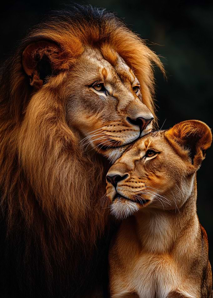 Majestic Lion and Lioness Portrait