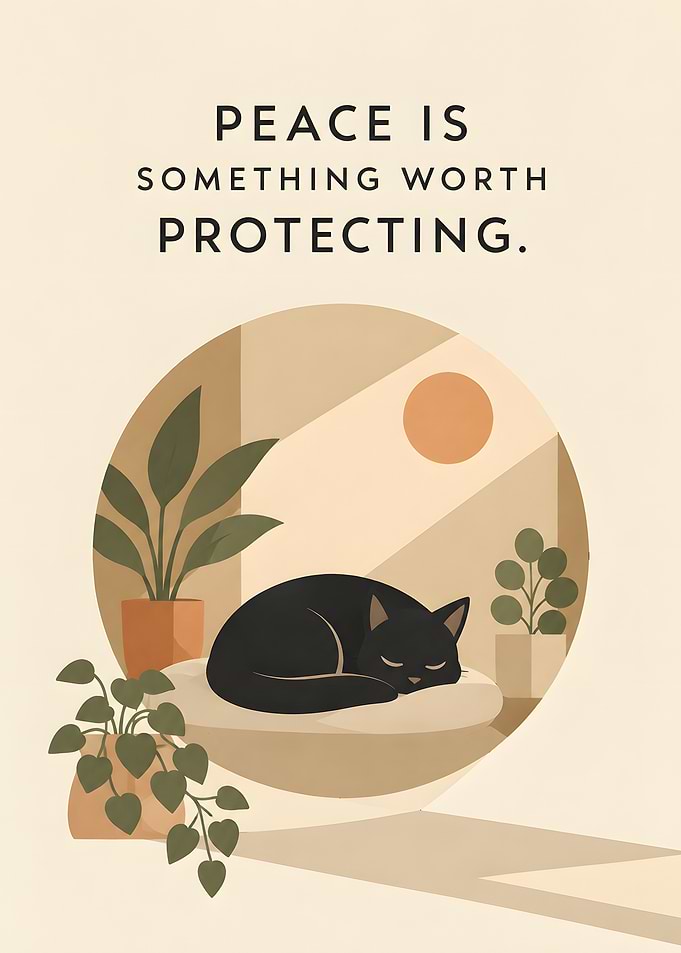 Peaceful Sleeping Cat Minimalist Poster