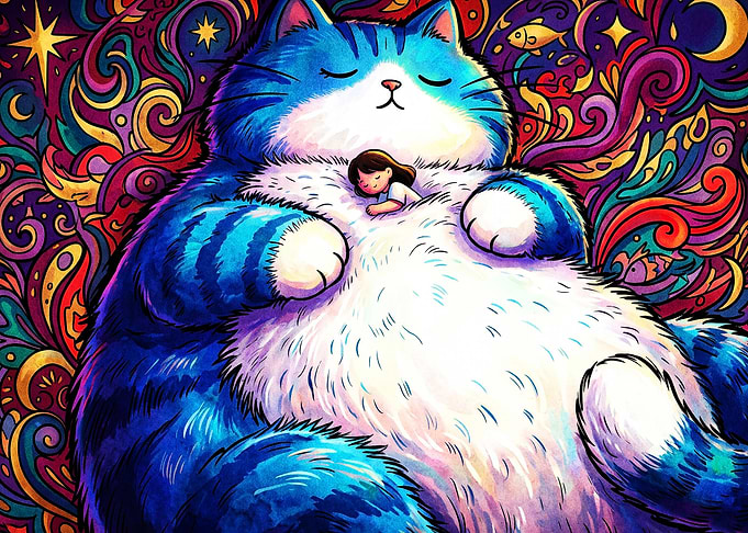 Cosmic Cat Dream Psychedelic Art