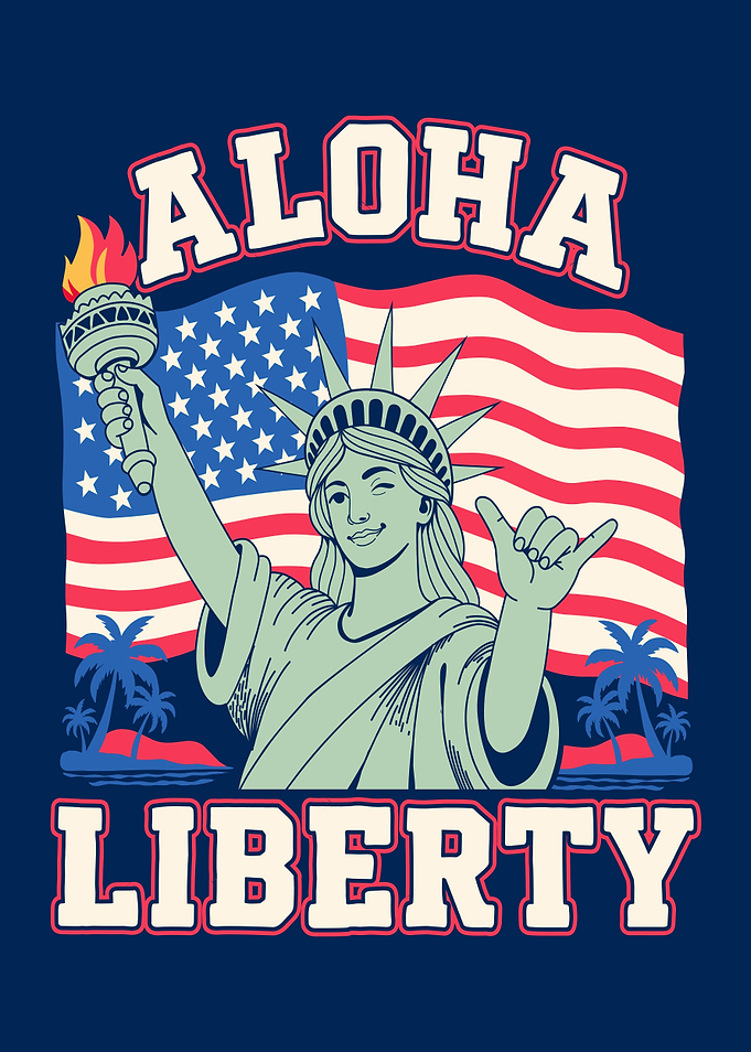 Aloha Liberty Statue Graphic