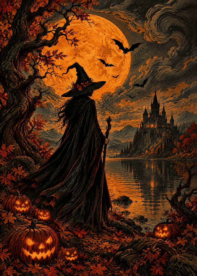 Witch Watching Over Haunted Castle