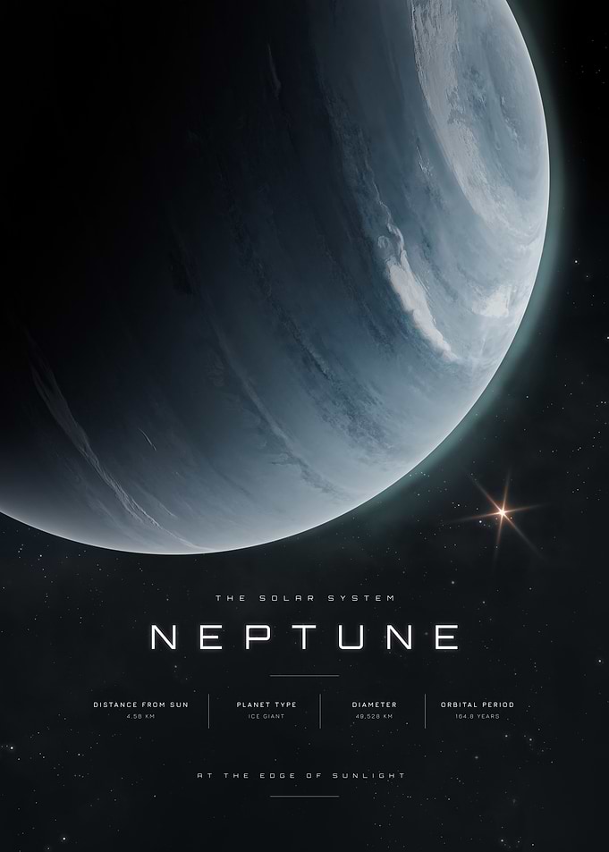 Neptune Solar System Educational Poster