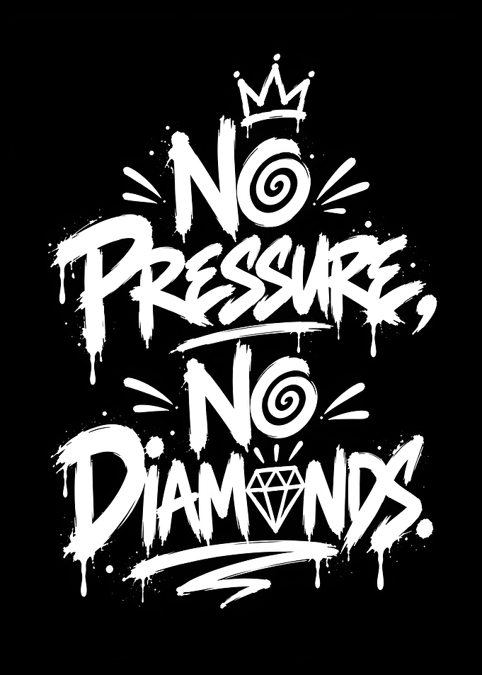 No Pressure No Diamonds Slogan Art