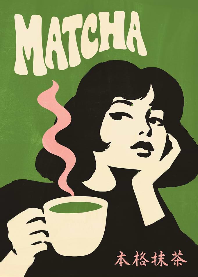 Retro Matcha Tea Poster