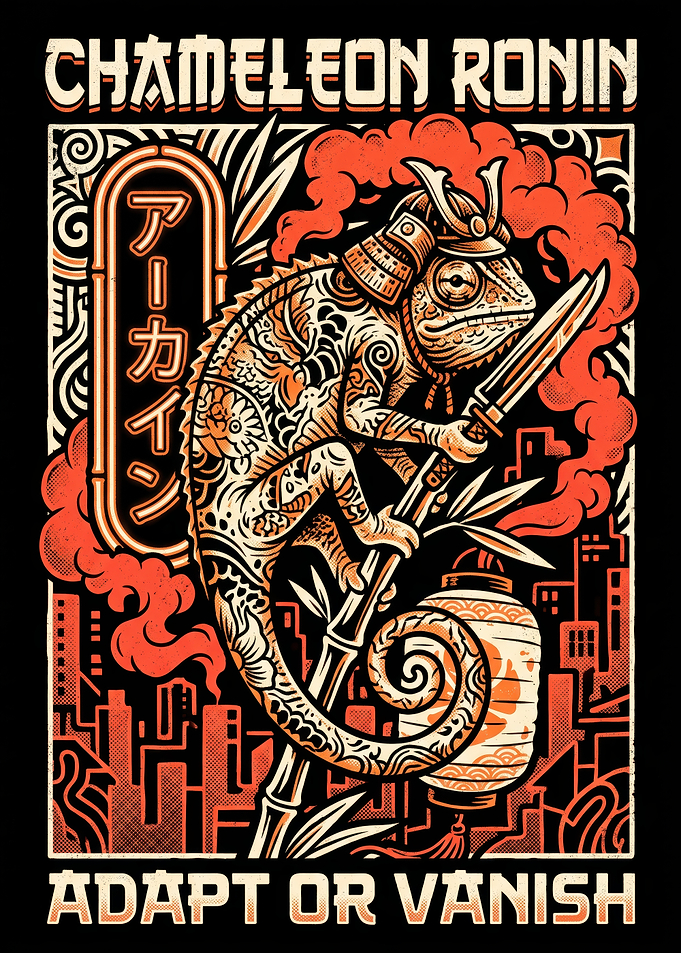 Chameleon Ronin Samurai Illustration