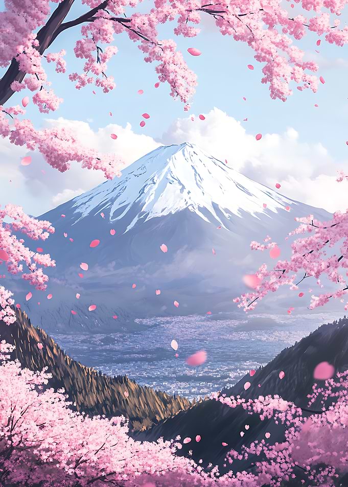Mount Fuji with Cherry Blossoms