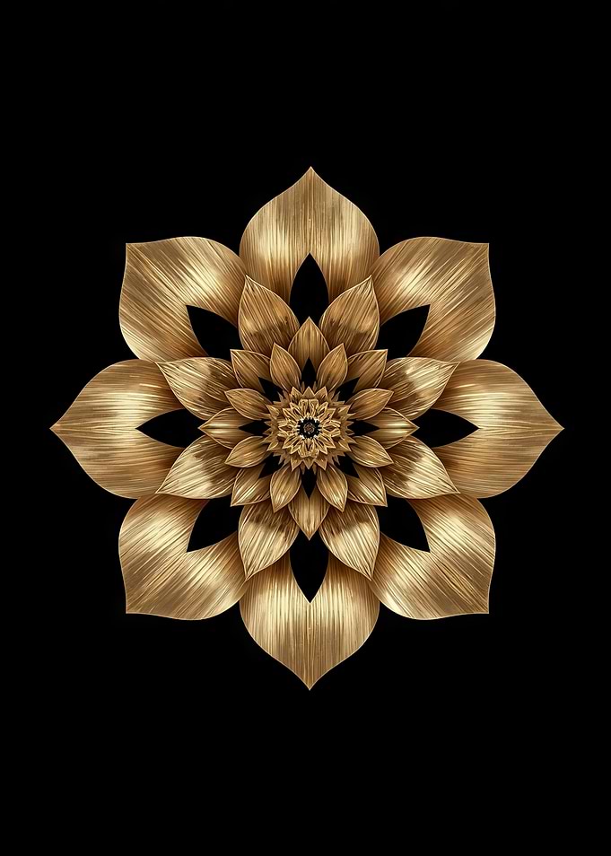Golden Metallic Lotus Flower Mandala