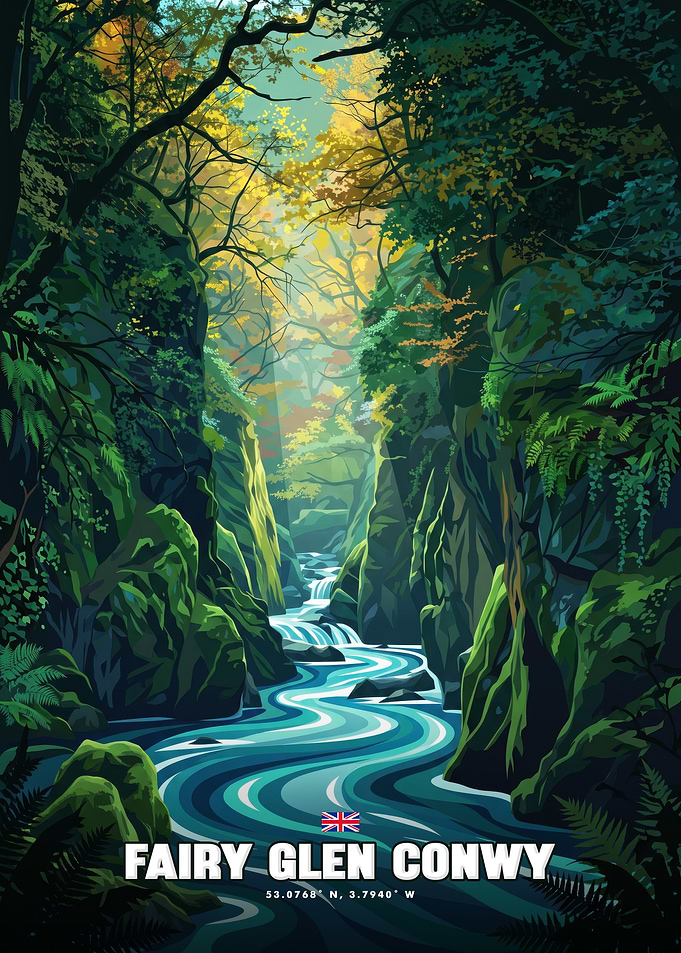 Fairy Glen Conwy Travel Poster