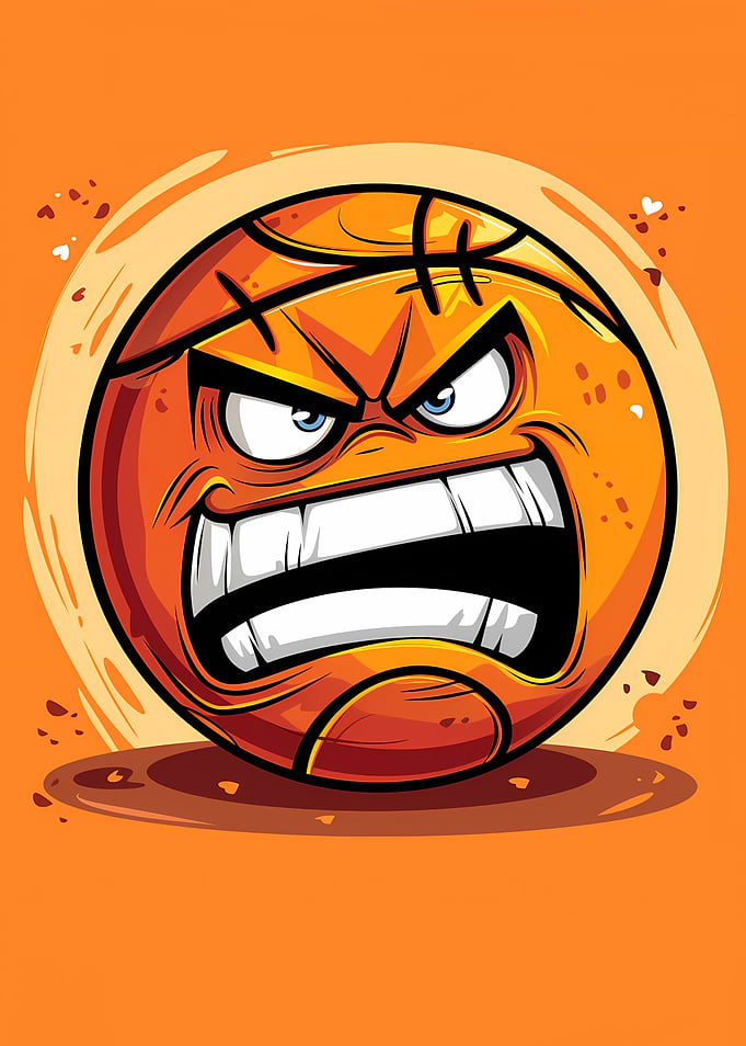 Angry Basketball Ball Cartoon Character