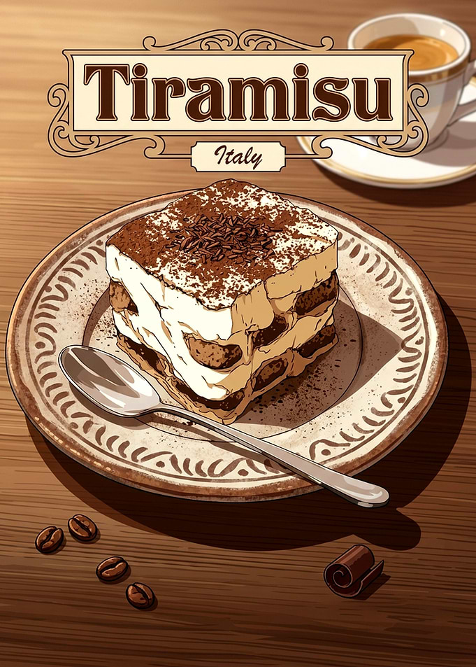Vintage Style Tiramisu Dessert Poster