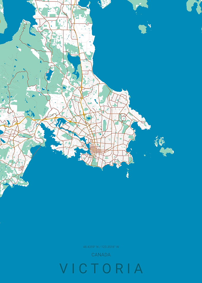 Minimalist Map of Victoria Canada