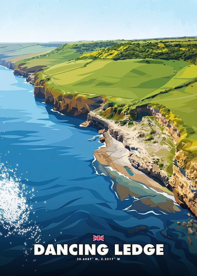 Dancing Ledge Dorset Travel Poster