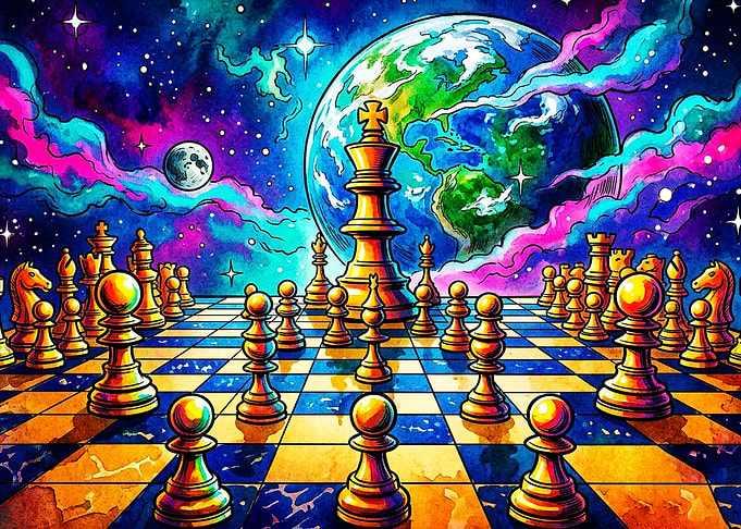Chess Earth Space Cosmic Art